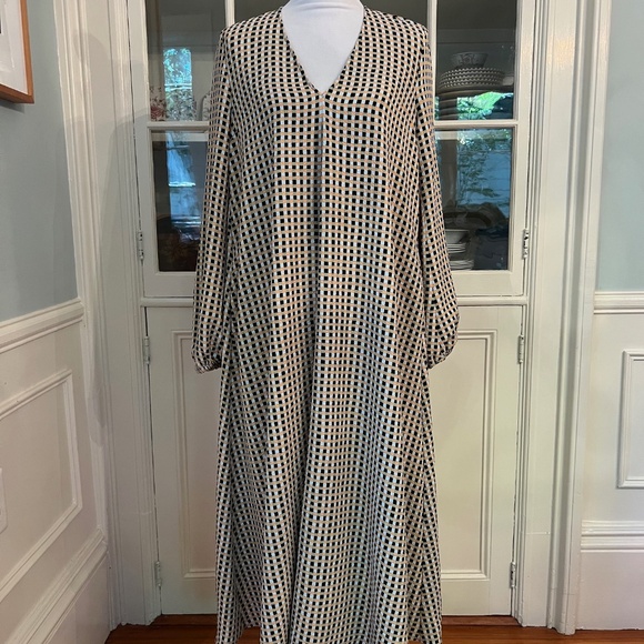 Stine Goya Nini Printed Cloque-Jacquard Midi Dress, Size S, V-Neck Check Pattern - Picture 1 of 11
